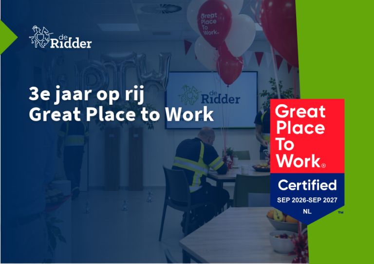 3e jaar op rij Great Place to work - De Ridder BV